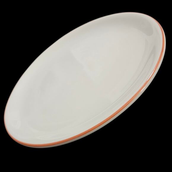 Syracuse China 8" White Plates with Orange Rim – Set of 3 – USA Made - Picture 1 of 6